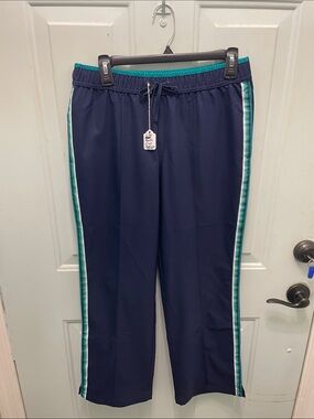 made for life Navy Joggers with Teal Side Stripes